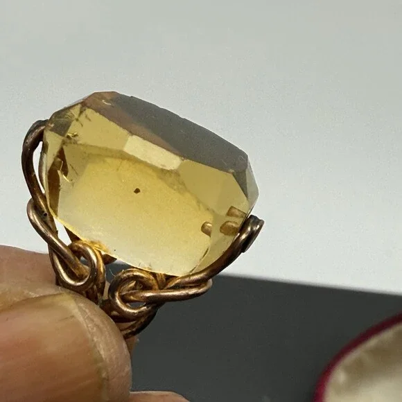 Antique Gold Fill Citrine Glass Fob Charm Pendant - Picture 12 of 15